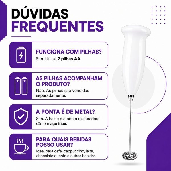 Mixer Elétrico Misturador Bebidas Café Leite Aço Inox - BRANCO INOX