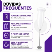 Mixer Elétrico Misturador Bebidas Café Leite Aço Inox - BRANCO INOX