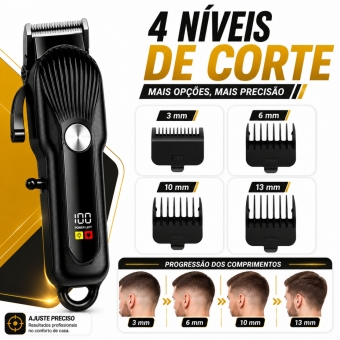 Máquina de Cortar Cabelo Profissional Display Digital 5w