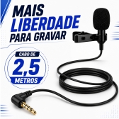 Microfone de Lapela P3 com Fio 2,5m para Celular e PC