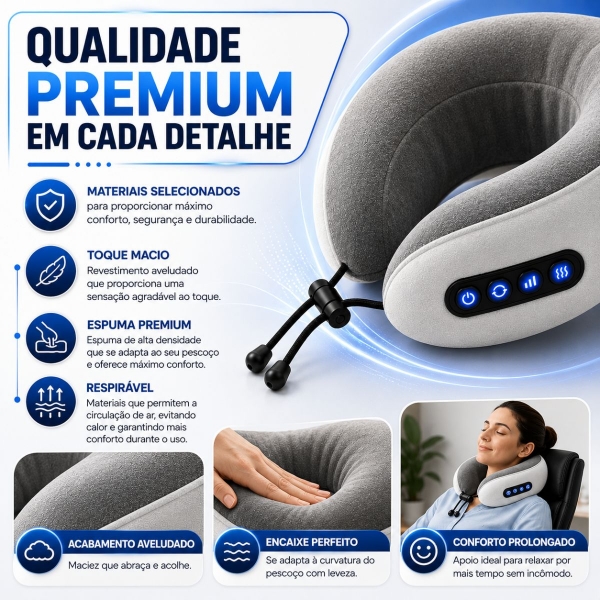 Almofada Massageador Para pescoço - Cinza