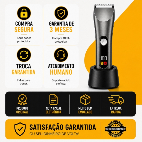 Depilador Masculino Partes Intimas Portátil À Prova D´ Água - Cinza/Prata