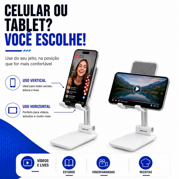 Suporte Mesa Ajustavel Celular Tablet Dobrável Universal