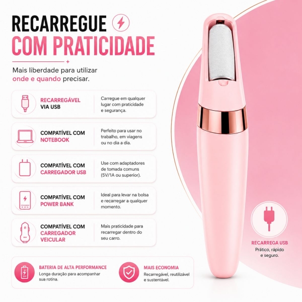 Kit Lixa Elétrica Pé Removedor Calos + Lixadeira Elétrica Unhas