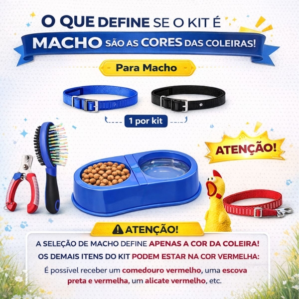 Kit Primeiro Cachorro Acessórios Filhote Comedouro Guia - Fêmea