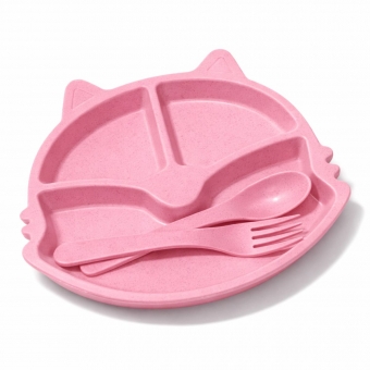 Prato Infantil Com Divisorias Flor Garfo E Colher BPA Free