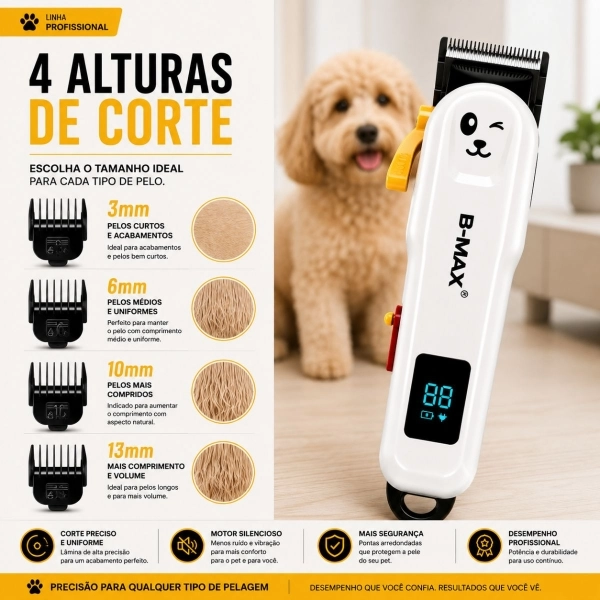 Máquina De Tosa Bmax Profissional Sem Fio Silenciosa