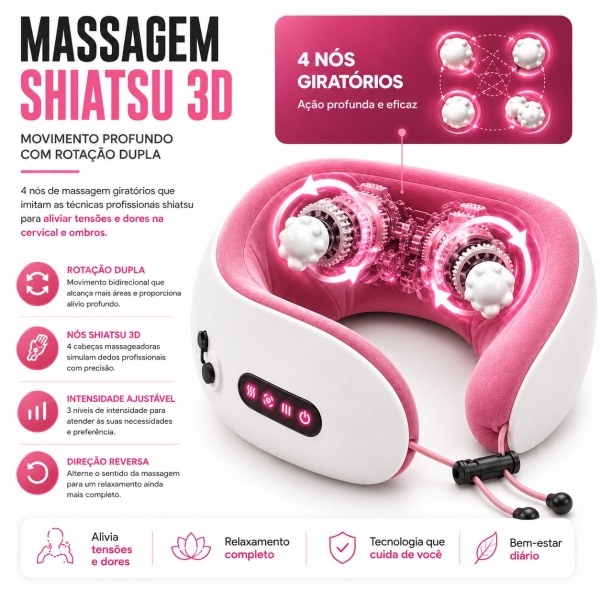 Almofada Massageador Para pescoço - Rosa