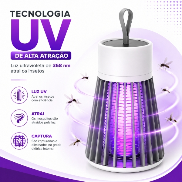 Lâmpada Mata Mosquitos Repelente Elétrico USB Ultravioleta