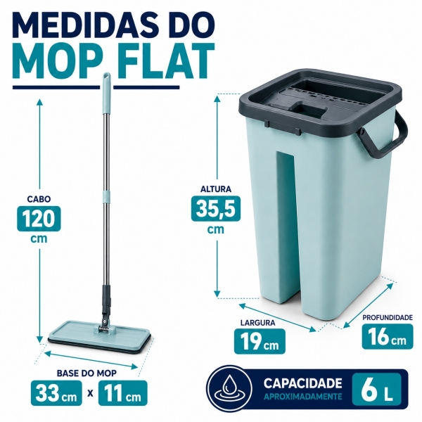 Mop limpeza 6L com balde articulado esfregão multiuso casa