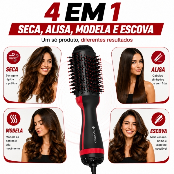 Escova secadora 4 em 1 Cadence Ceramica Ionizada Turmalina