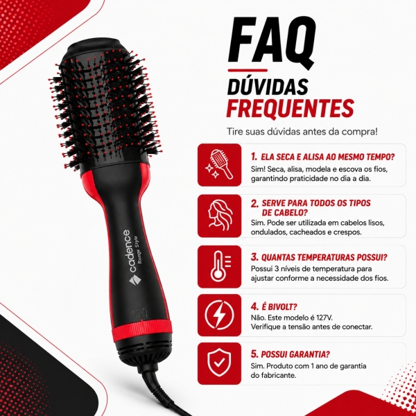 Escova secadora 4 em 1 Cadence Ceramica Ionizada Turmalina