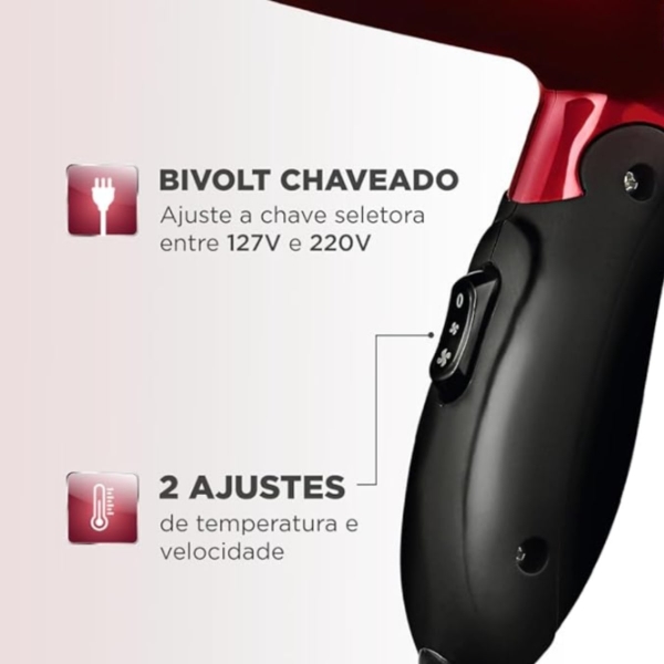 Secador De Cabelo Dobrável 1200w Bivolt Silencioso