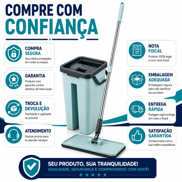 Mop limpeza 6L com balde articulado esfregão multiuso casa