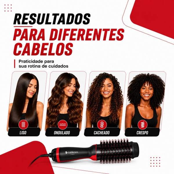 Escova secadora 4 em 1 Cadence Ceramica Ionizada Turmalina