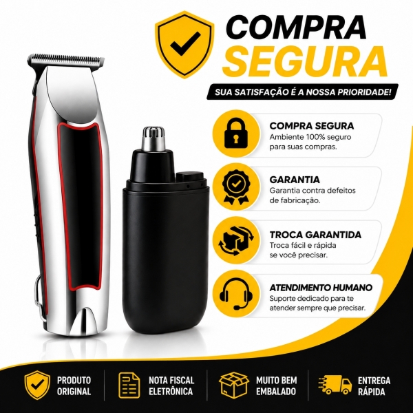 Máquina Cabelo Acabamento Profissional Aparador Pelos Nasal Prateado
