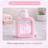 Dispenser Sabonete Líquido 300ml Quadrado Banheiro Cozinha - Rosa