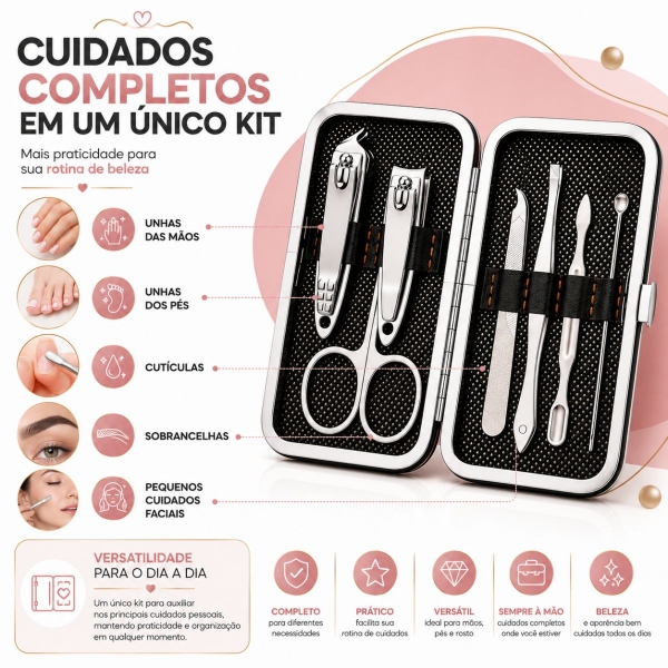 Kit Lixador De Pé Elétrico USB Recarregável Kit Manicure 7 Em 1