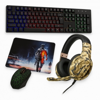 Kit Gamer Teclado Rgb Usb Mecânico Fone Mouse Led Gamer