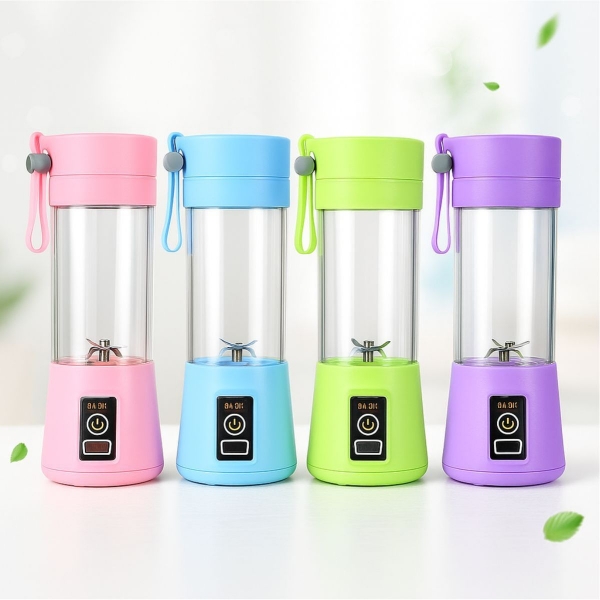 Mini Liquidificador Portátil Recarregável 380ML 6 Laminas - Rosa