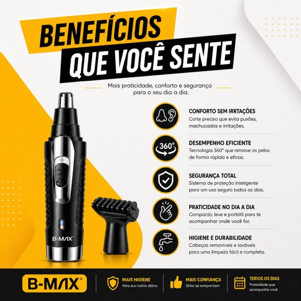 Máquina Aparador Pelos Elétrico Nariz Ouvido Sem Fio Bivolt