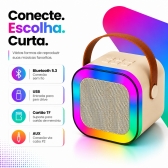 Caixa de Som Bluetooth Portátil 20W com Microfone Sem Fio RGB USB Cartão TF AUX Karaokê