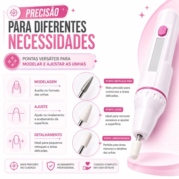 Lixador Elétrico de Unhas Lixa De Unha Profissional 5 Lixas