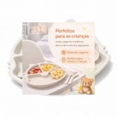 Prato Infantil Com Divisorias Flor Garfo E Colher BPA Free - Gato Branco