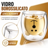 Copo Urso Vidro Duplo 250ml Café Chá Leite Parede Dupla