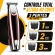 Kit Máquina de Acabamento Profissional 3W + Barbeador Elétrico Shaver 5W Sem Fio com Display LED 3 Pentes USB Lâmina T
