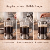 Prensa Francesa Café 350ml Vidro Aço Inox Para Chá