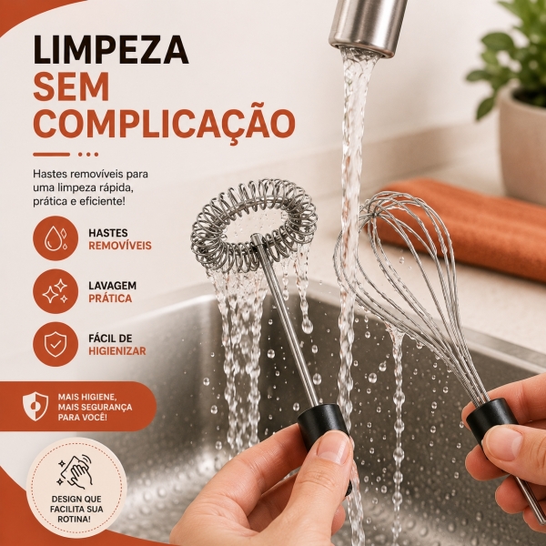 Mixer Elétrico Portátil Com 2 Batedores 3 Velocidades Usb