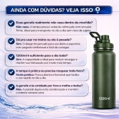 Garrafa Térmica Inox 1200ml Parede Dupla Isolamento a Vácuo Antivazamento com Alça 180° - Verde Militar