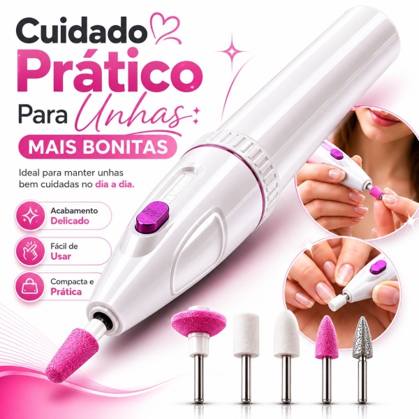 Kit Lixa Elétrica De Unhas 5 Pontas + Manicure Pedicure 7 Em 1 Com Estojo Portátil Completo