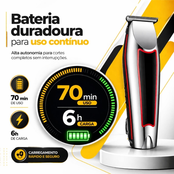 Kit Maquina Profissional Cortar Cabelo Acabamento Aparador Preto