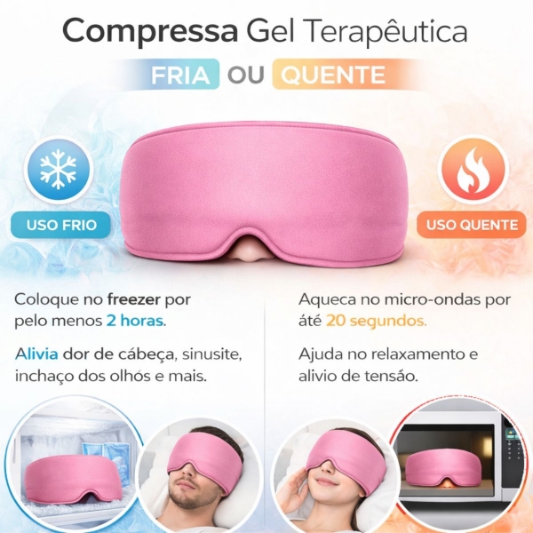 Máscara Gel Terapêutica Fria Quente Dor Cabeça e Olhos - Rosa