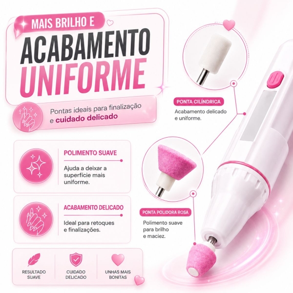 Lixador Elétrico de Unhas Lixa De Unha Profissional 5 Lixas
