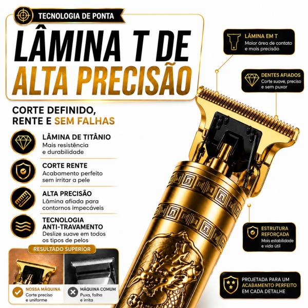 Kit Maquina Dragão Cabelo Barba E Aparador De Pelo De Nariz