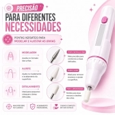 Kit Lixa Elétrica De Unhas 5 Pontas + Manicure Pedicure 7 Em 1 Com Estojo Portátil Completo