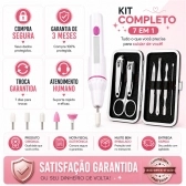 Kit Lixa Elétrica De Unhas 5 Pontas + Manicure Pedicure 7 Em 1 Com Estojo Portátil Completo