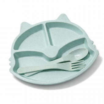 Prato Infantil Com Divisorias Flor Garfo E Colher BPA Free