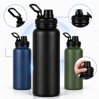 Garrafa Térmica Inox 1200ml Parede Dupla Isolamento a Vácuo Antivazamento com Alça 180°