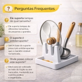 Suporte Descanso Tampa Panela Utensílios Organizador Cozinha - Branco