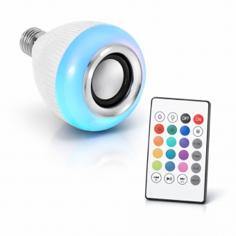 Lampada Bluetooth Caixa De Som Led RGB 12W Controle Remoto