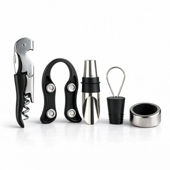 Kit Acessórios para Vinho 5 Peças Saca Rolhas e Dosador