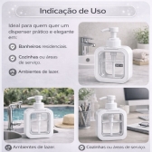 Dispenser Sabonete Líquido 300ml Quadrado Banheiro Cozinha - Branco