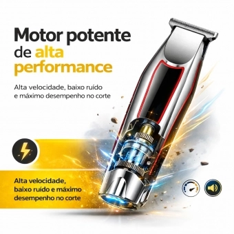 Máquina Cortar Cabelo Sem Fio Acabamento Profissional USB