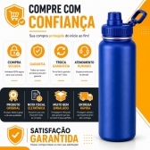 Garrafa Térmica Inox 1200ml Parede Dupla Isolamento a Vácuo Antivazamento com Alça 180° - Azul