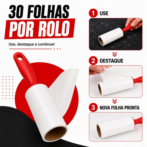 Rolo Adesivo Removedor De Tira Pelos Roupas Sofa Com 3 Refil