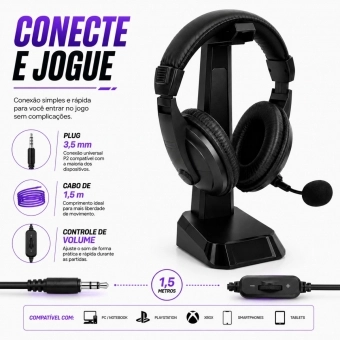 Fone de Ouvido Headset para PC F-750 - TecDrive